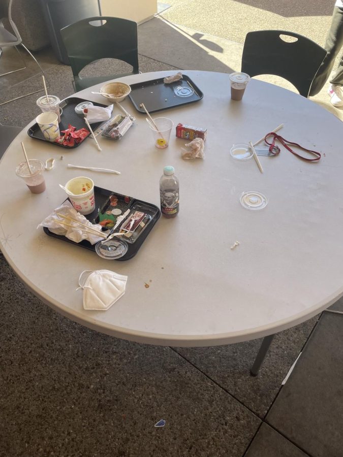 lunch trash on a table
