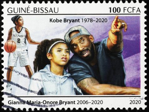 Kobe Bryant and his daughter Gianna on postage stamp