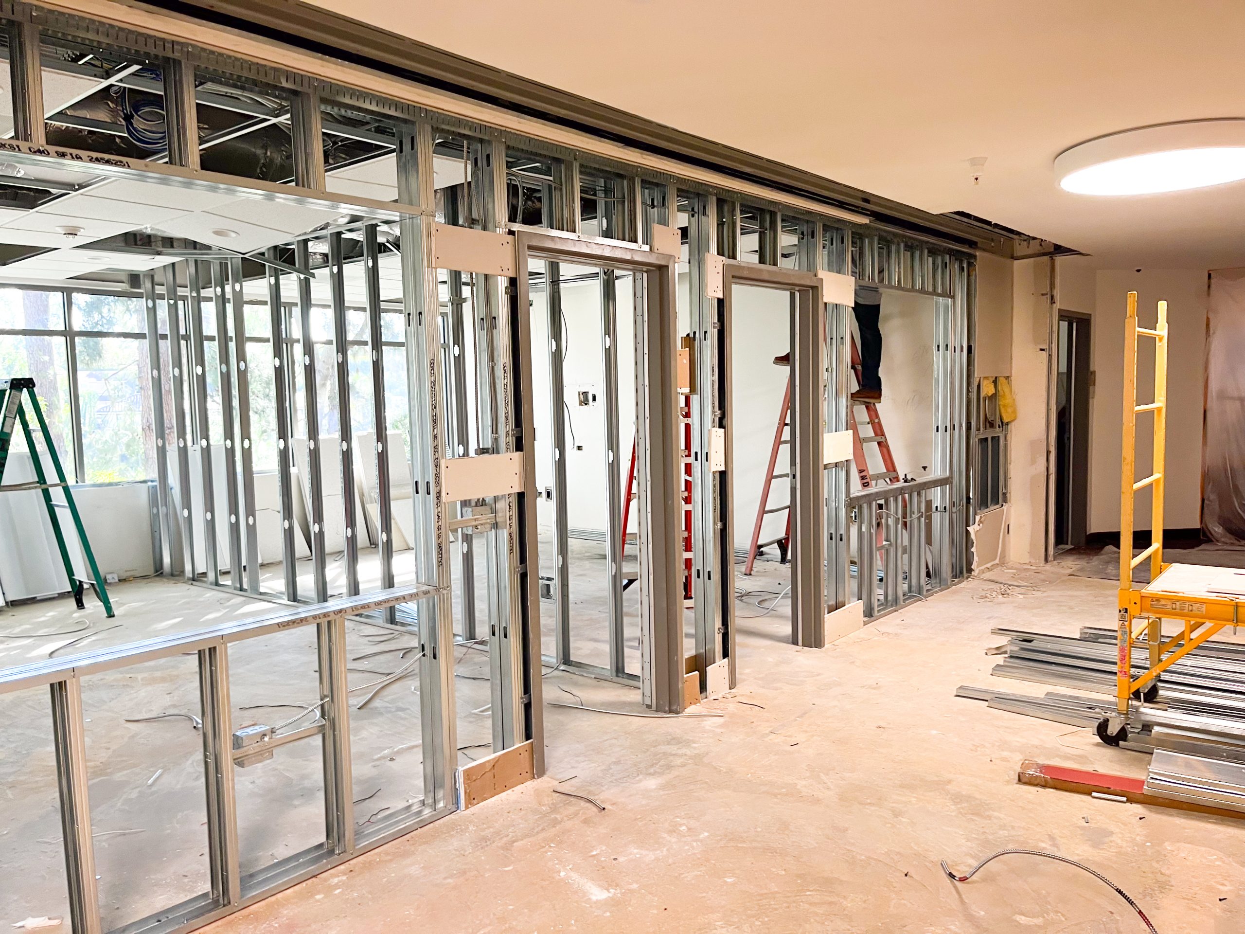 Construction of the new deans offices located on the second floor of Wang Hall this summer. The new spaces were open before school started on Aug. 23.
