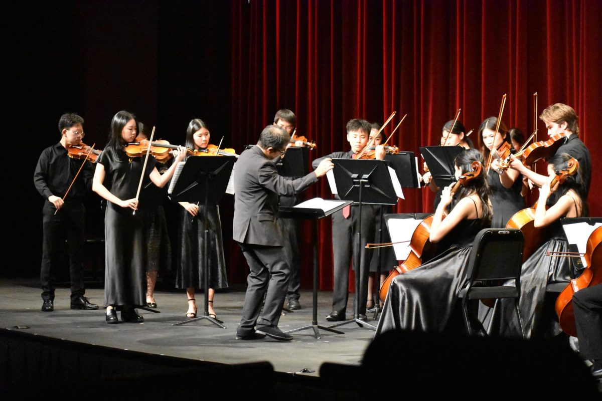 Director Pedram Pourghazi conducts the orchestra during Corelli's Concerto Grosso, Op. 6, No. 8.