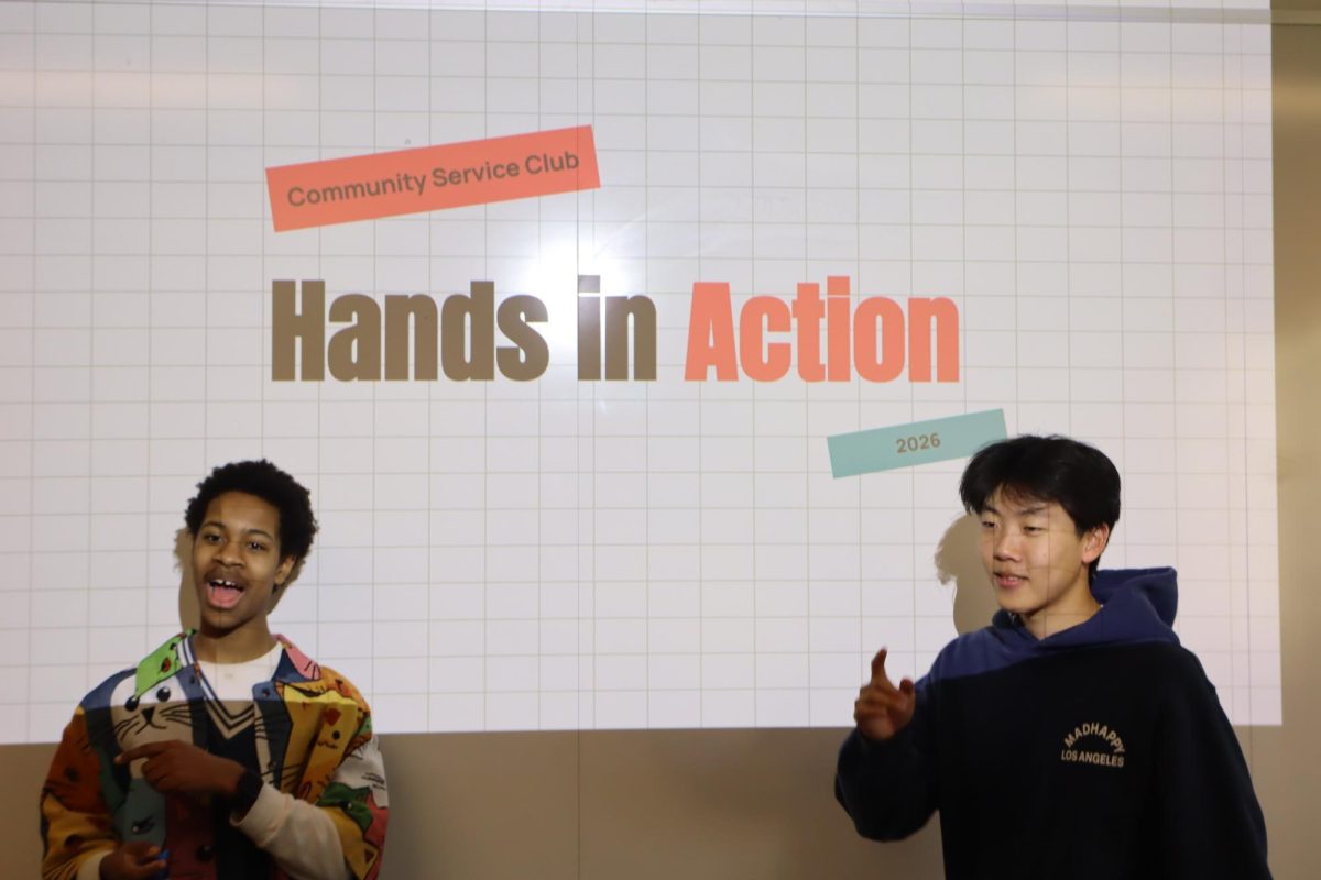Chinua Ulmer ‘29 and Jack Hong ‘29 introduce themselves during their first meeting

