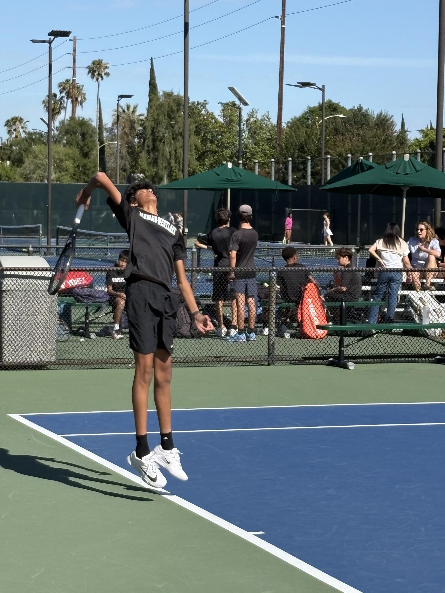 BOYS BLACK TENNIS TEAM PREVAILS OVER OAKWOOD TO FINISH OFF UNDEFEATED REGULAR SEASON