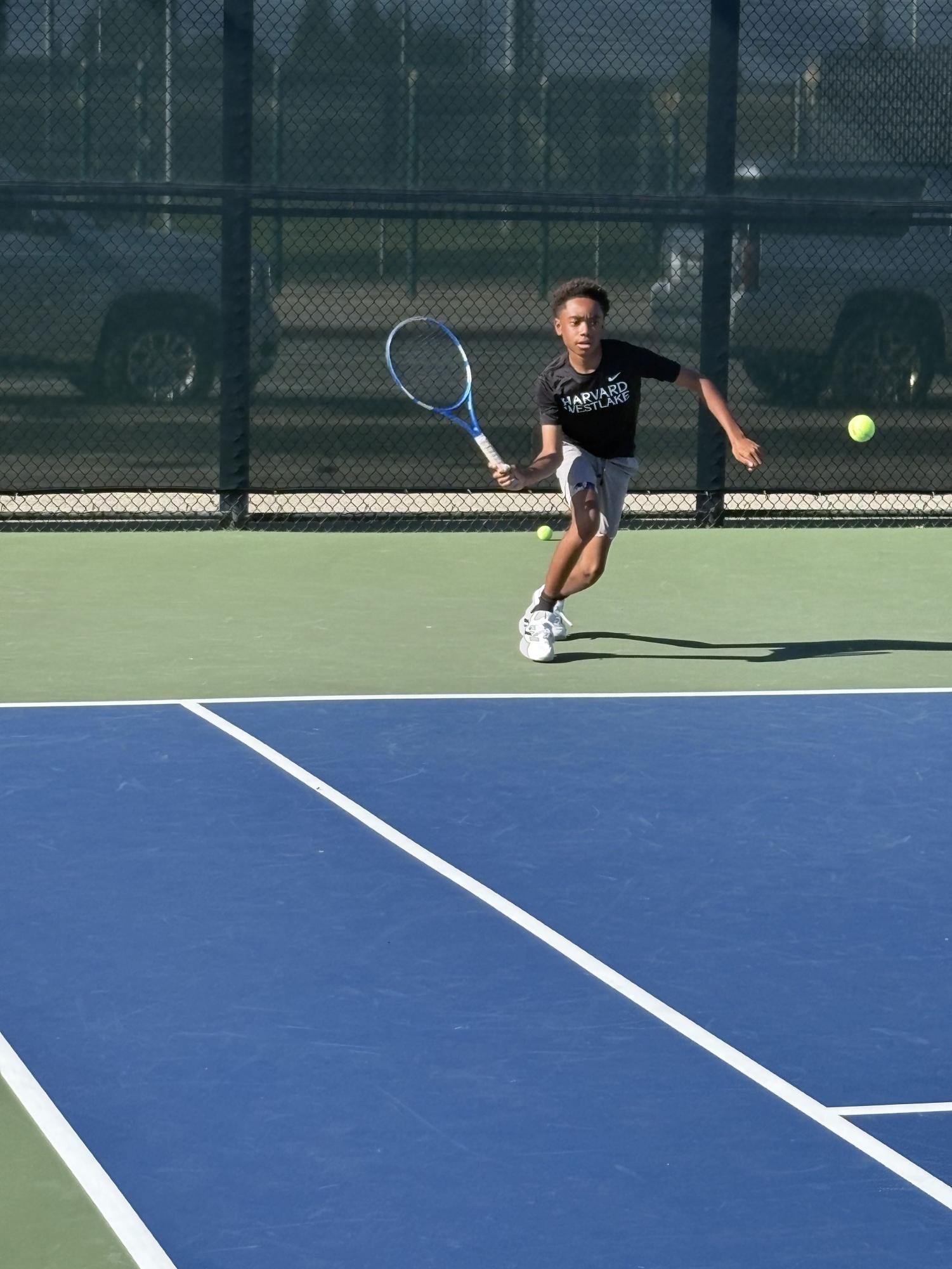 BOYS BLACK TENNIS TEAM PREVAILS OVER OAKWOOD TO FINISH OFF UNDEFEATED REGULAR SEASON