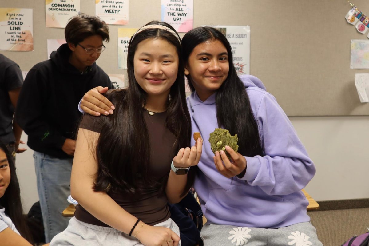 Students enjoy matcha cookies during Christian Club's final meeting.